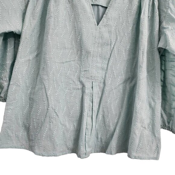 Anthropologie Dolan Blouse Small Blue Alvia Peasant 3/4 Balloon Sleeve Cotton - Picture 5 of 14